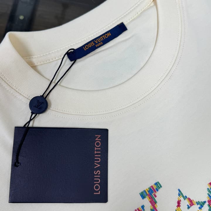 Louis Vuitton Embroidered Logo Oversized T-Shirt – Summer Collection – 26SS in Apricot Colorful LV Lovers