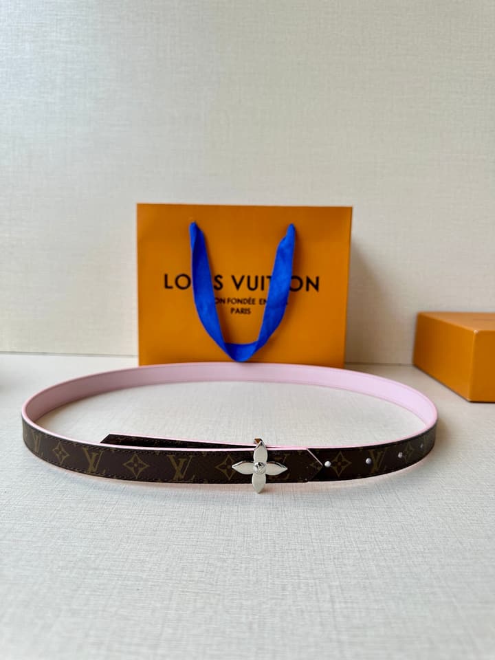 Louis Vuitton Mini Flowergram Reversible Belt in Gold Hardware