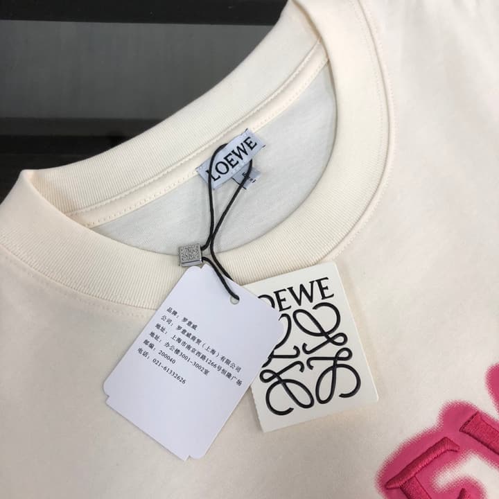 Loewe Embroidered Logo Cotton T-Shirt in Apricot