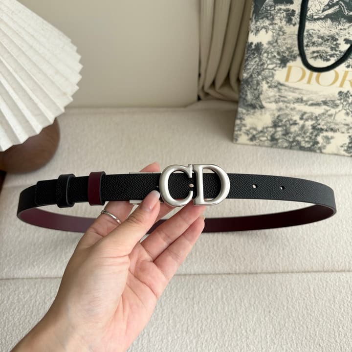 Dior Reversible Calfskin CD Buckle Belt in Black/burgundy With Gold Hardware