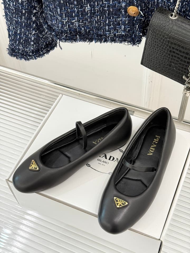 Prada Classic Mary Jane Flats in Cream
