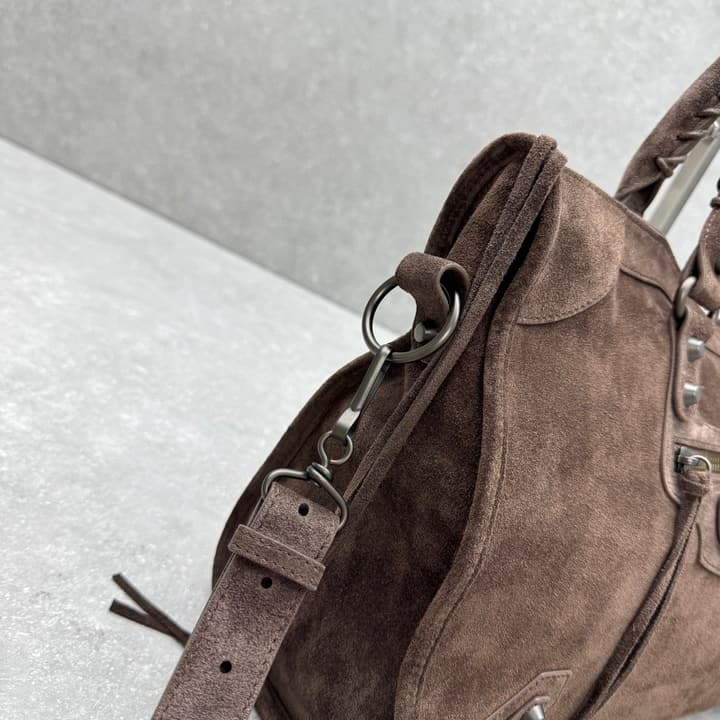 Balenciaga Le City Medium Suede Shoulder Bag in Caramel Suede