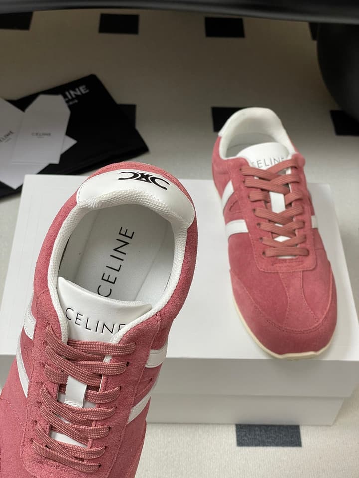 Celine Jogger Triomphe Low-Top Sneakers – 25SS Collection in Dark Green Suede