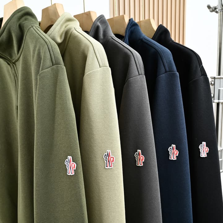 Moncler Men's Half-Zip Stand Collar Sweatshirt – 2025 Spring Collection in Grey
