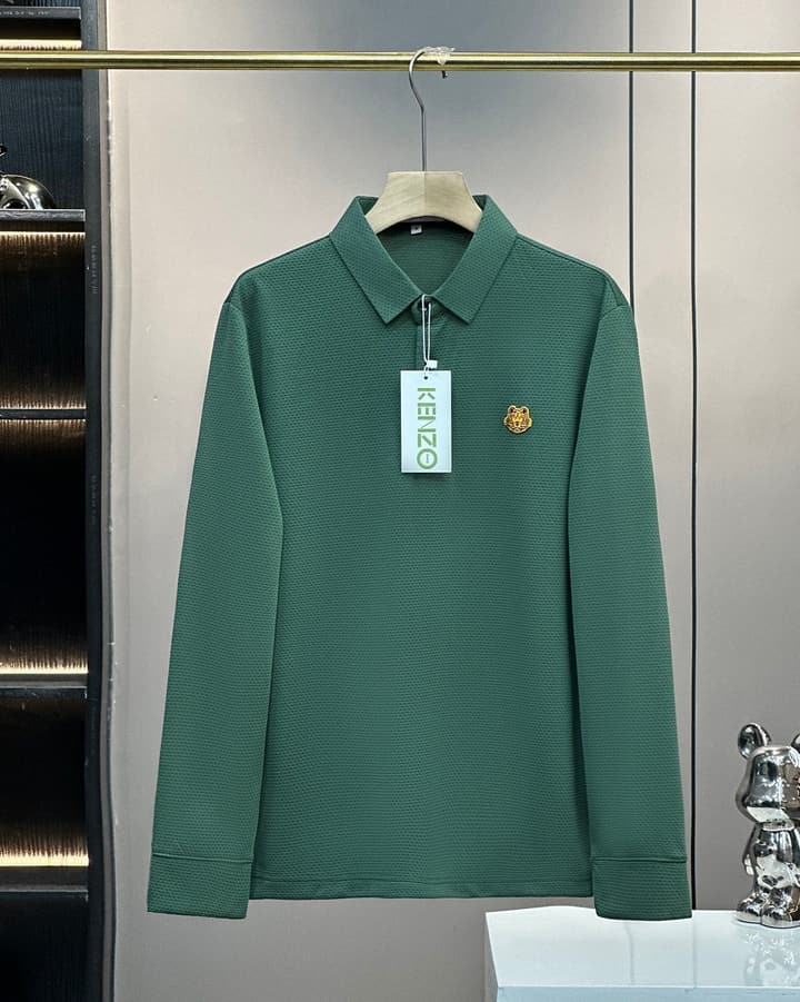 Kenzo Tiger Head Long Sleeve Polo Shirt – 2024SS – 2025 Collection in Green