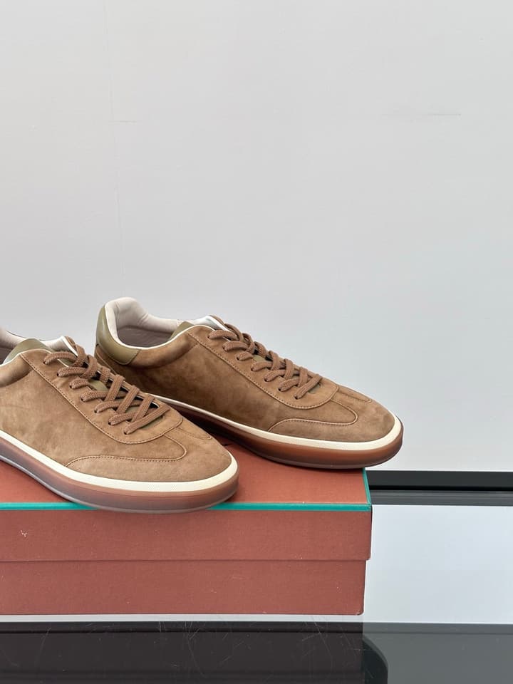 Loro Piana WeekendWalk Suede Sneakers in Cream Suede