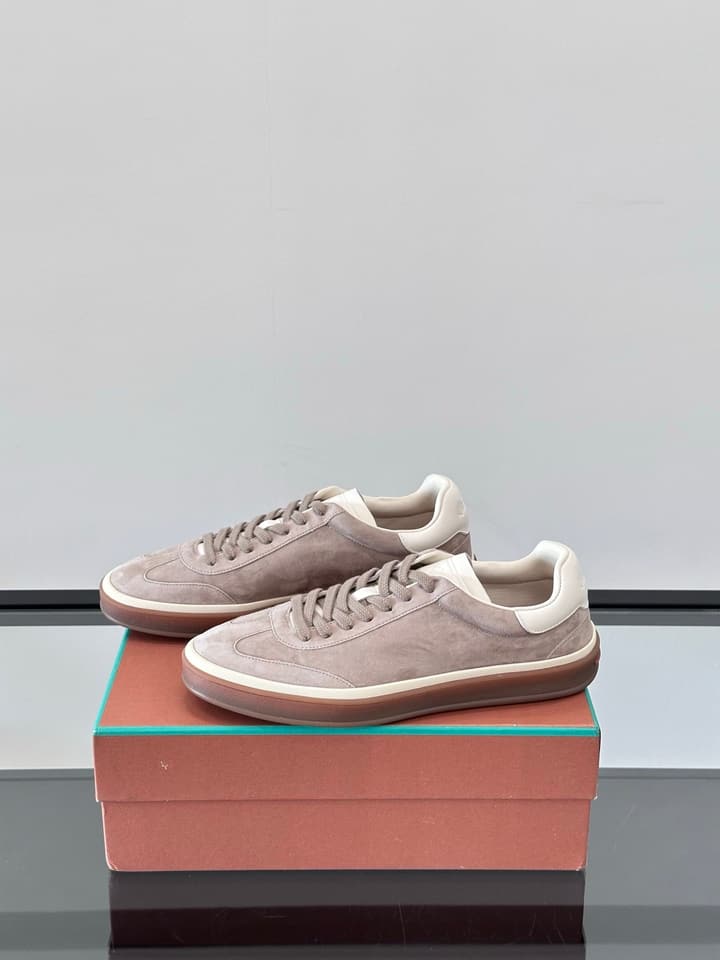 Loro Piana WeekendWalk Suede Sneakers in Cream Suede