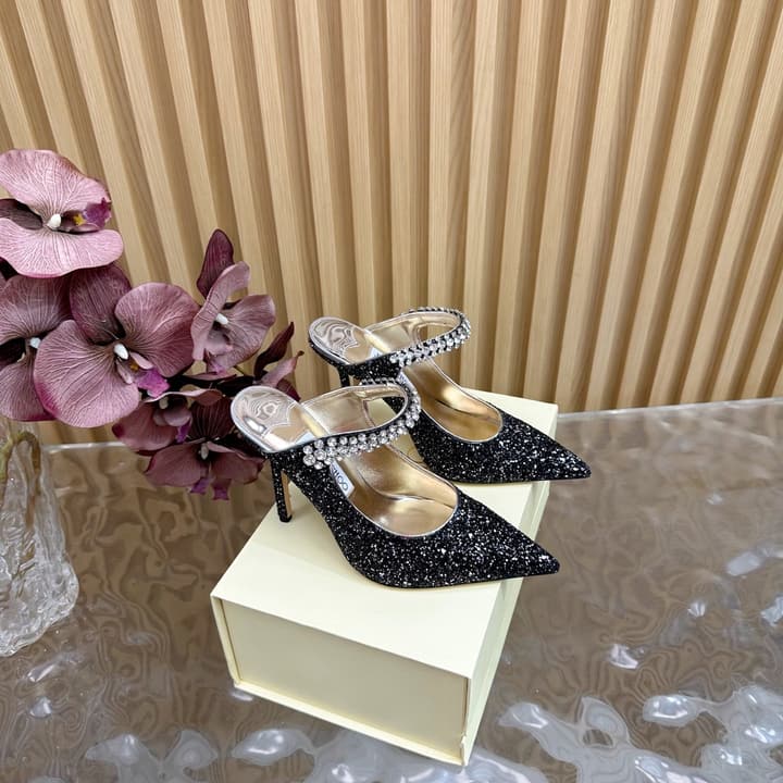 Jimmy Choo Sequined Evening Heels – 2025SS in Nude Shimmer