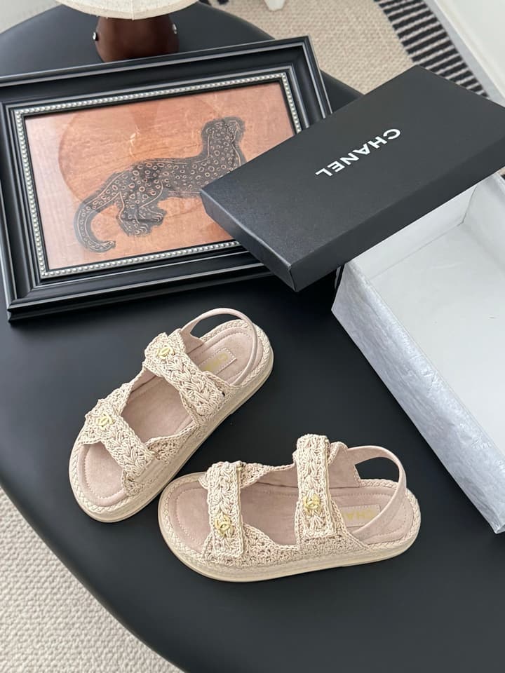 Chanel Velcro Flat Sandals – 25SS Collection in Beige
