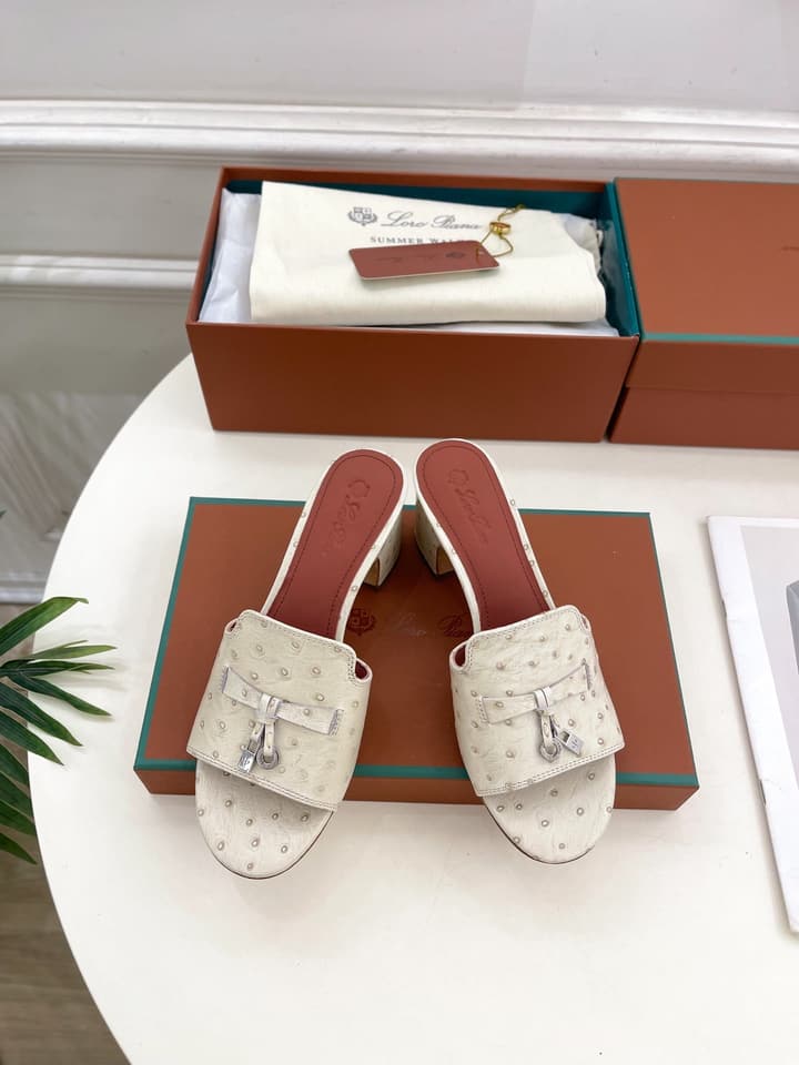 Loro Piana Summer Charms Ostrich Mules – 2025 Spring/Summer Collection in Black