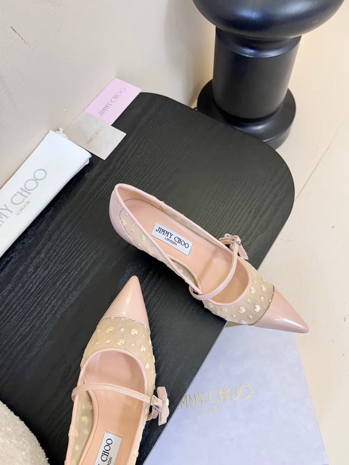 Jimmy Choo Patent Leather Pumps – 2025FW in Nude Mesh