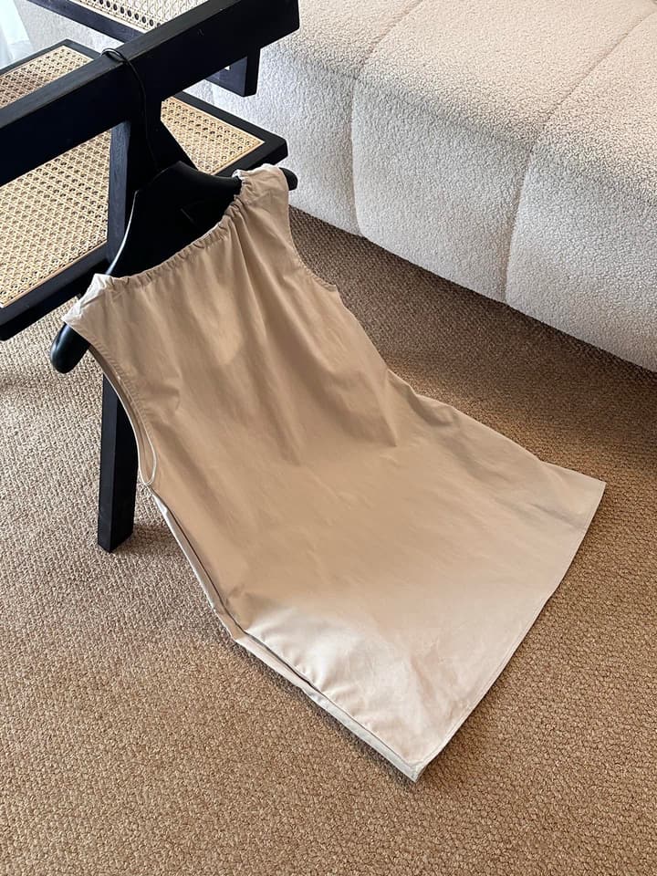 Miu Miu Sleeveless A-Line Dress in Khaki