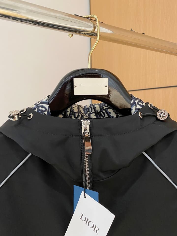Dior New Runway Jacket Outerwear in Black With Monogram Panels