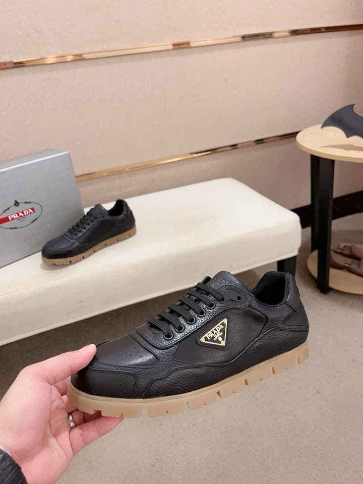 Prada Men's Air Cushion Sneakers in Beige Suede