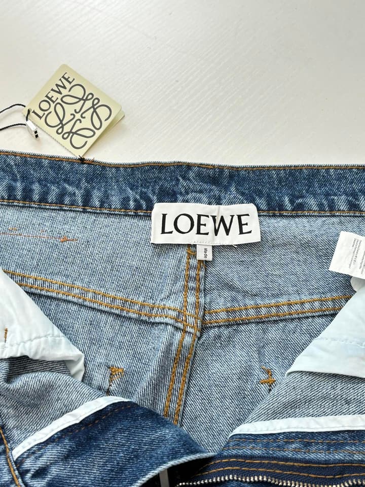 Loewe Anagram Embroidered Washed Distressed Jeans in Washed Black