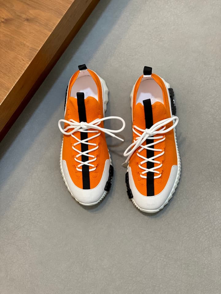Hermès Suede and Denim Canvas Sneakers in Black And White