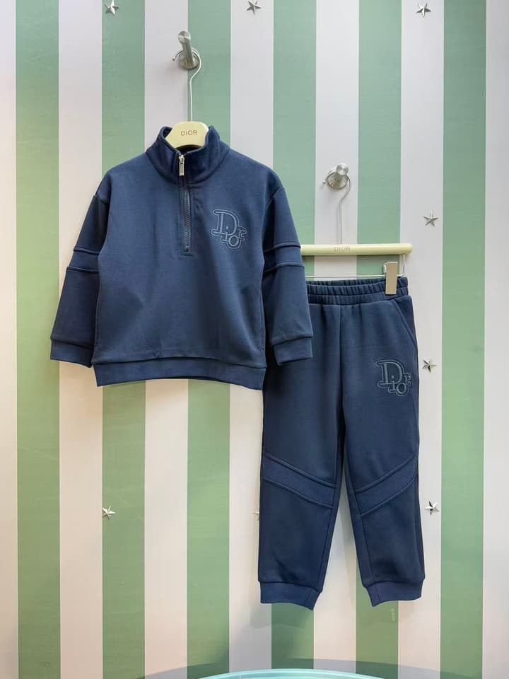 Dior Kids Stand-Collar Sweatshirt and Pants Set – Kids Collection – 25FW in Deep Navy Set