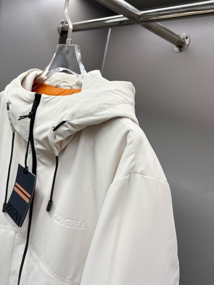 Zegna Letter Embossed Down Jacket in Classic Black