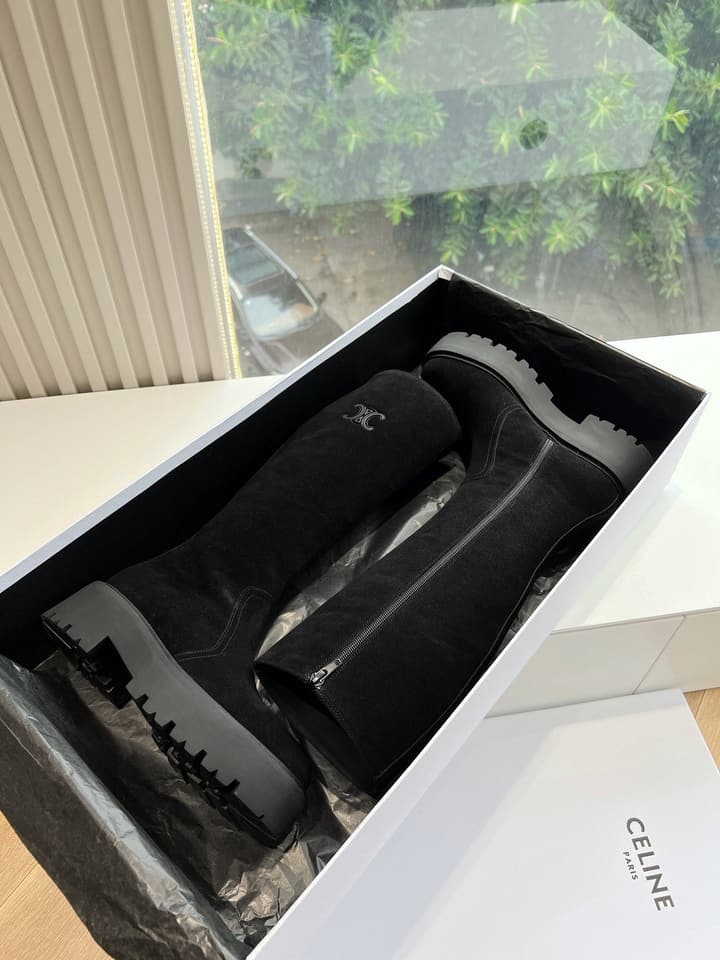 Celine Triomphe Knee-High Boots – 2023 Autumn/Winter Collection in Black