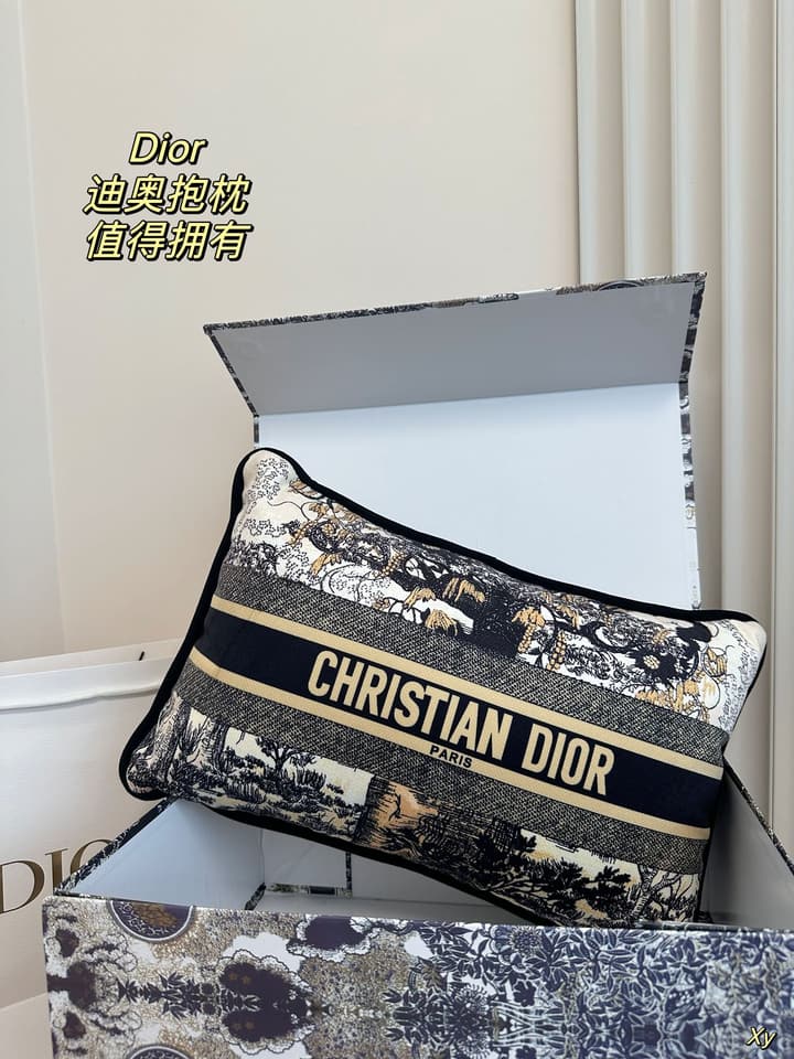 Dior Limited Edition Home Pillow – XYBH in Black Grey Toile