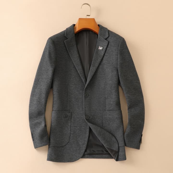 Hermès Men's Wool Houndstooth Blazer – 2025FW in Dark Charcoal Gray