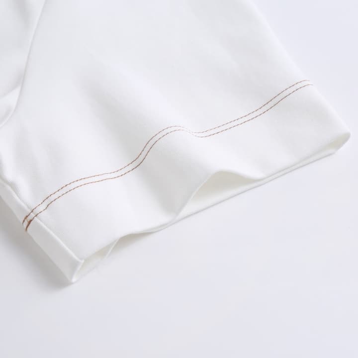 Fendi Leather Patch Contrast-Stitch T-Shirt in White