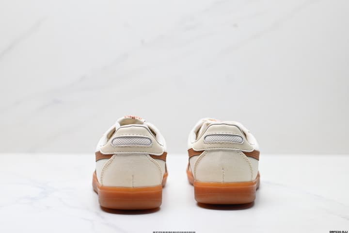 Asics Onitsuka Tiger Tokuten Retro Sneakers in Cream With Brown Stripes And Gum Sole
