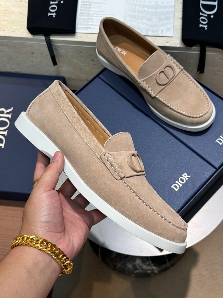 Dior Granville Men's Lace-Up Casual Shoes in Dark Blue Suede