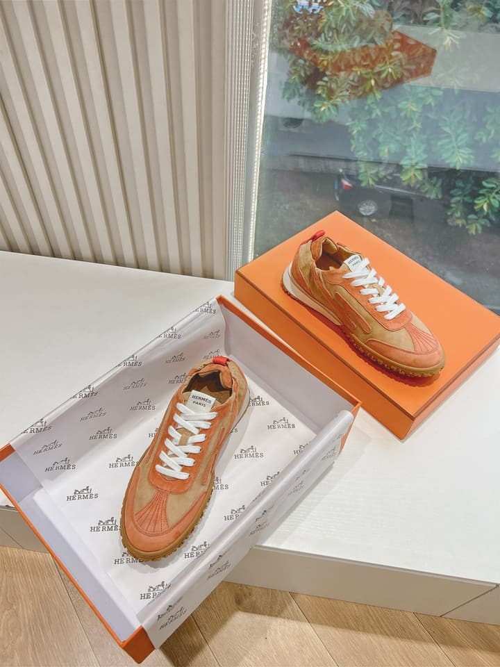 Hermès Bouncing Calfskin Sneakers in Tan Suede