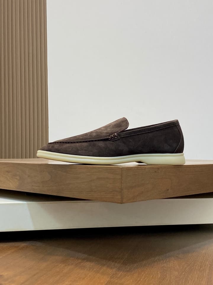 Loro Piana Suede Leather Slip-On Loafers in Black Suede