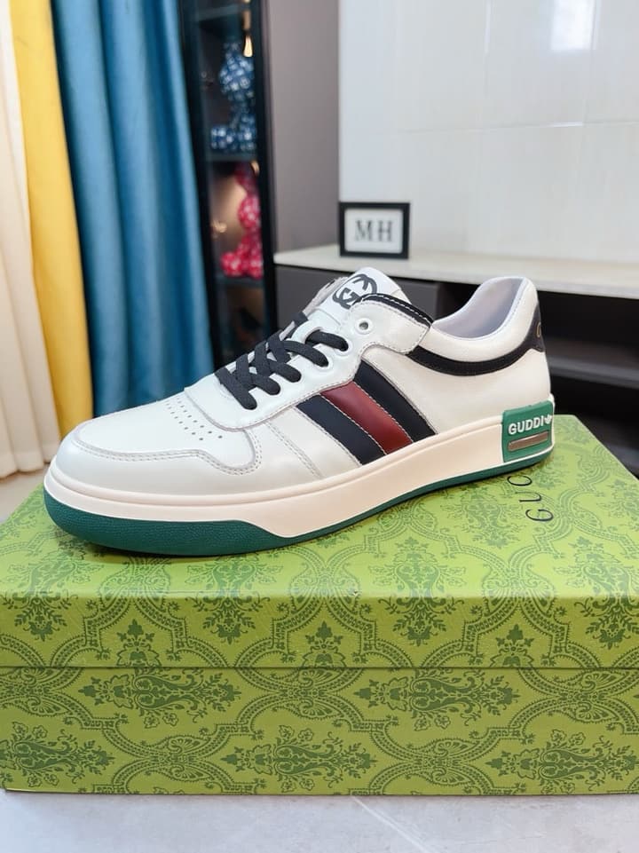 Gucci New Season Casual Fashion Sneakers in Black With Web Stripe