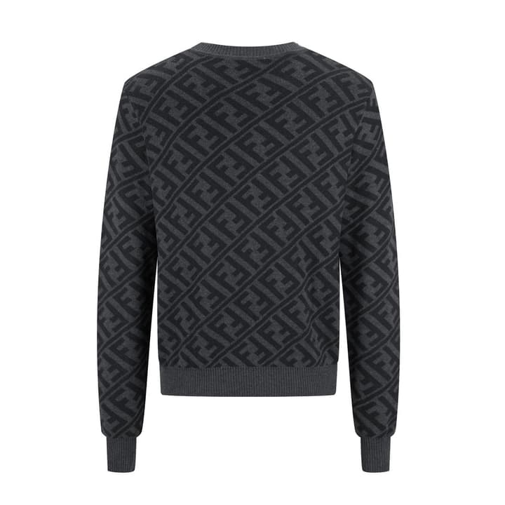 Fendi Jacquard Double F Wool Sweater in Black-gray Ff Jacquard