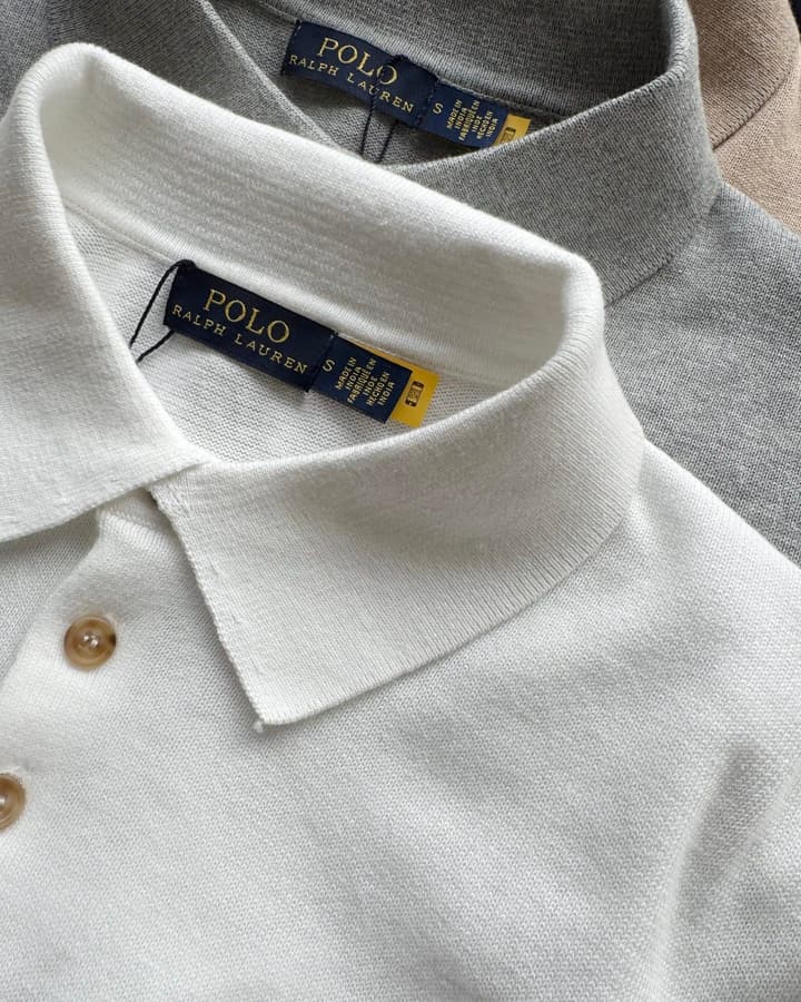 Ralph Lauren Short-Sleeve Knit Polo Shirt – Summer Collection in Grey