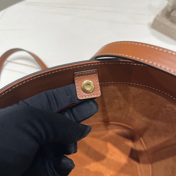 Celine Cuir Triomphe Calfskin Bucket Bag in Black