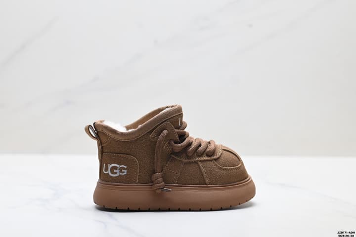 UGG Kids Leather Snow Boots – Kids Collection in Dark Chestnut Brown