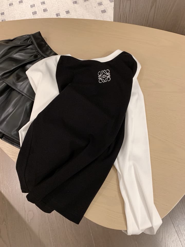 Loewe Classic Logo Embroidered Color-block Crewneck Sweatshirt in Black