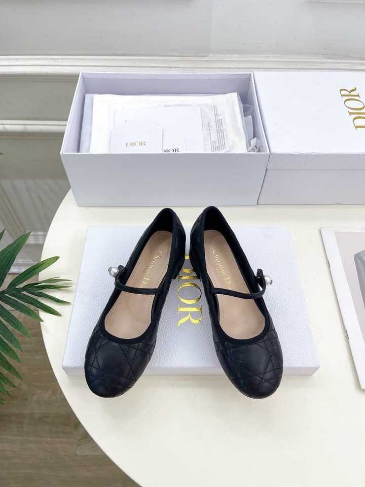 Dior Cannage Pearl Ballet Pumps – 2024 Early Spring Collection in Cream Mary Jane