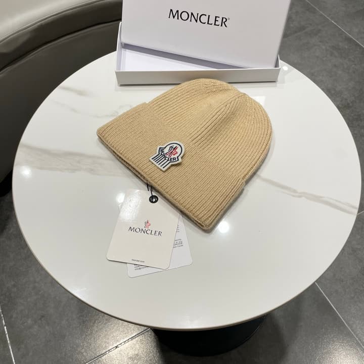 Moncler Knitted Beanie Hat in Classic Black