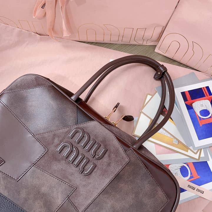Miu Miu Patchwork Briefcase in Brown Patchwork