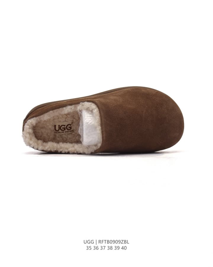 UGG Sheepskin-Lined Winter Slippers in Chestnut Brown Suede