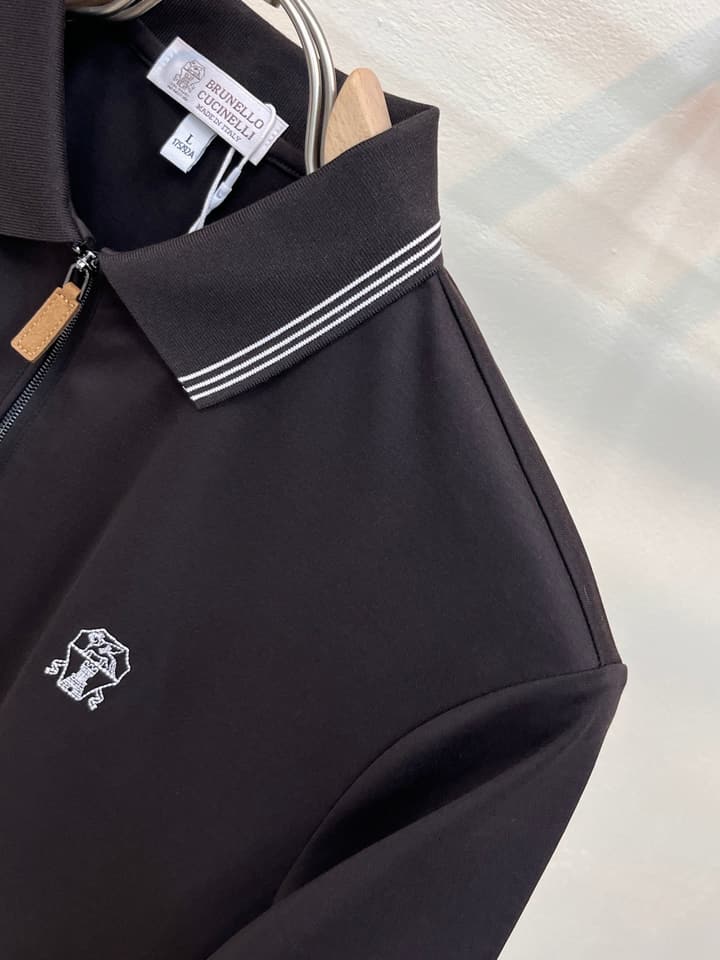 Brunello Cucinelli Embroidered Logo Polo Shirt – Spring/Summer Collection – 2026SS in Dark Brown