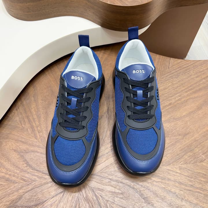 Boss Men's Knit and Leather Sneakers