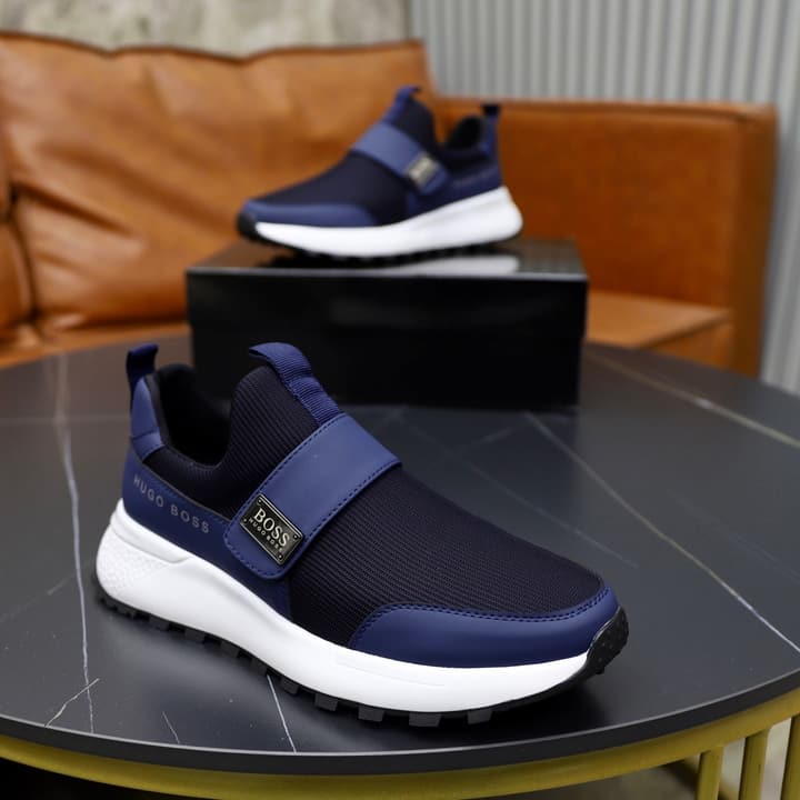 Boss Men's Knit Sneakers in Black Laced