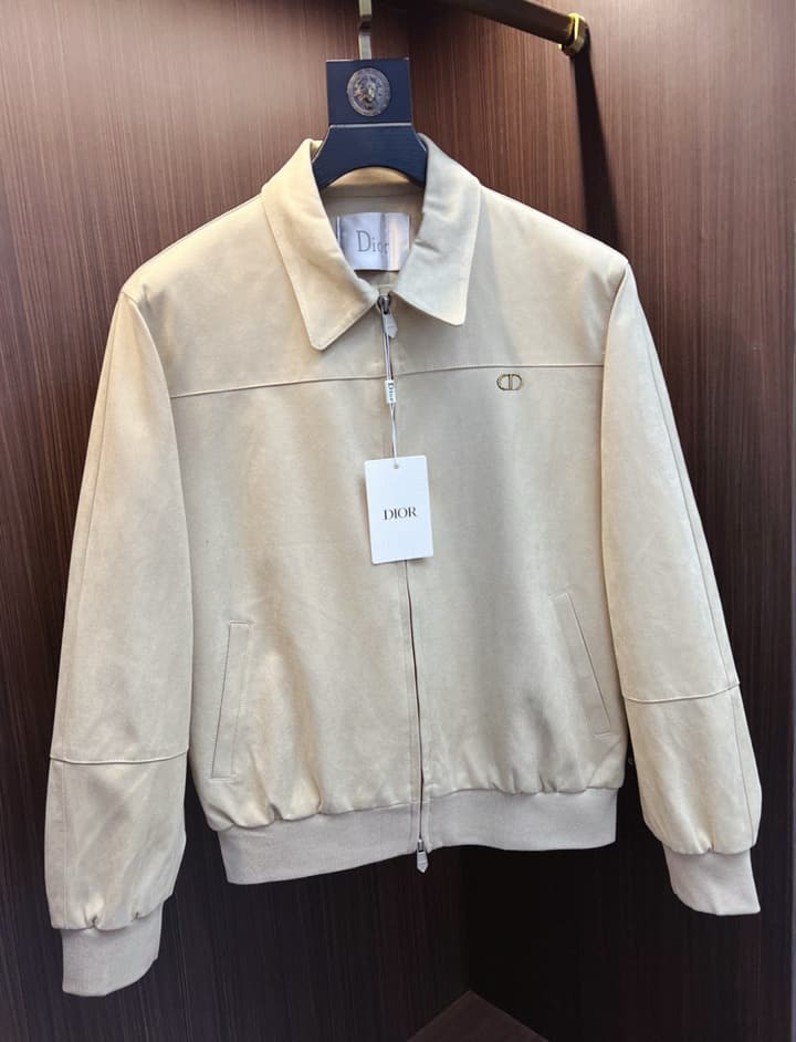 Dior Classic Men's Suede Bomber Jacket in Cognac Brown Suede Jacket