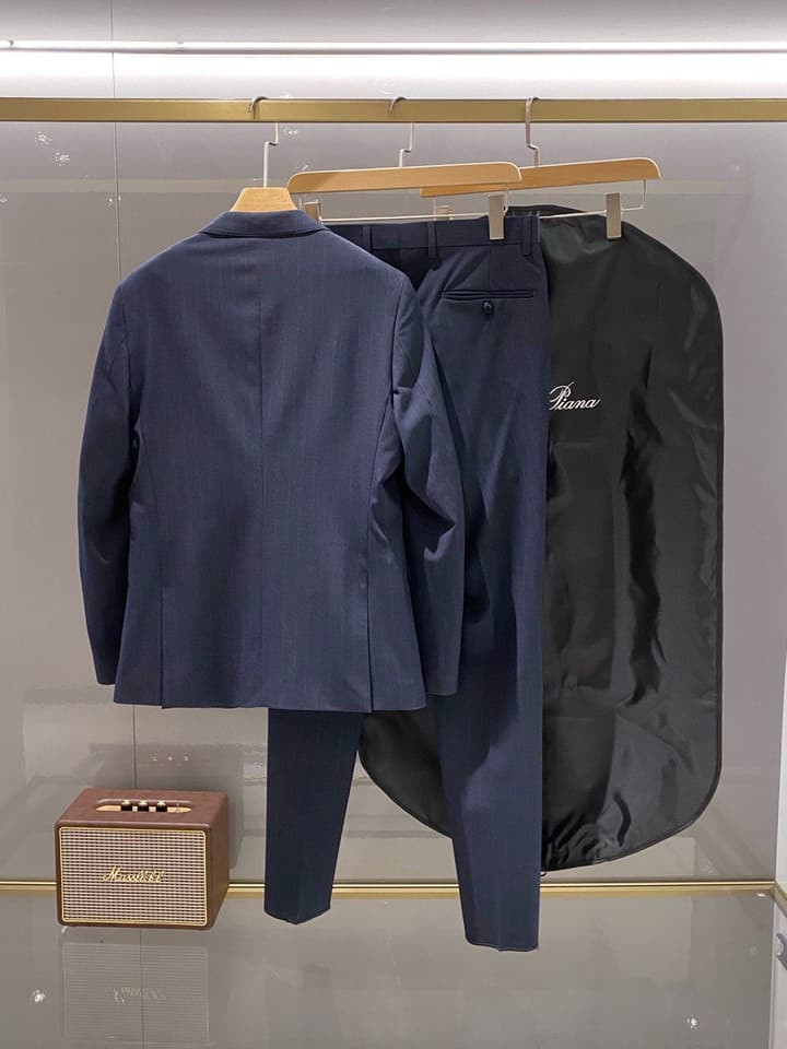 Loro Piana Men's Blue Striped Suit Set – 25FW in Dark Blue Striped Suit Set