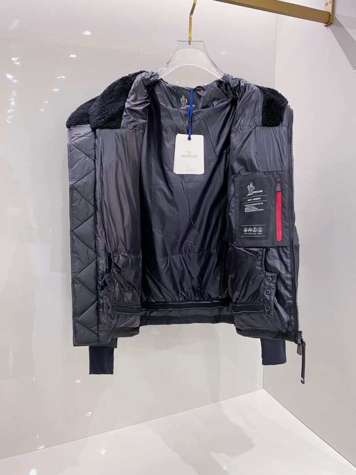 Moncler Grenoble Morgins Shearling Puffer Jacket in Black Technical Down Jacket