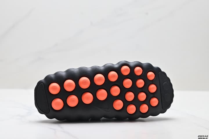 Nike Mind 001 Recovery Slide in Black With Orange Nodes