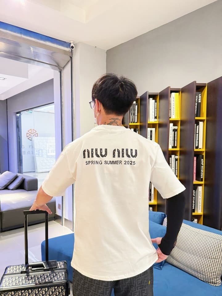 Miu Miu Technical Fabric Short-Sleeve T-Shirt – Summer 2026 Collection in Black