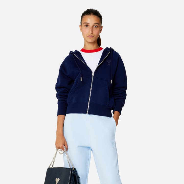 Ami Paris Ami de Coeur Boxy Fit Zip Sweatshirt – Autumn/Winter Collection in Classic Black
