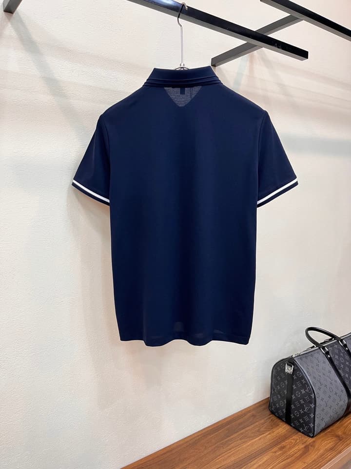 Zegna Embroidered Logo Piqué Cotton Polo Shirt – 2026 Spring/Summer Collection in Navy Blue